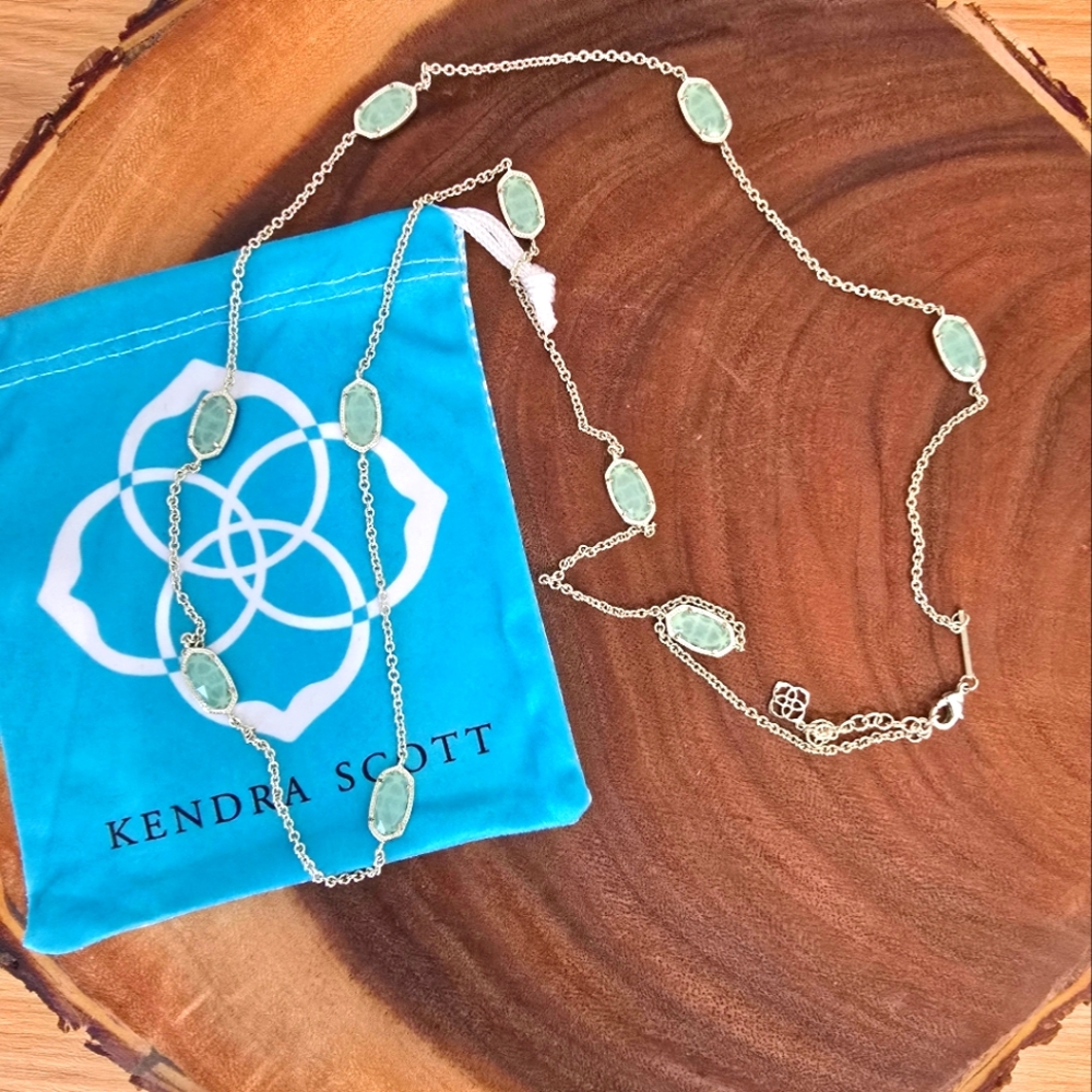*Rare* Kendra Scott Kelsie Kellie Station Necklace Chalcedony Gold